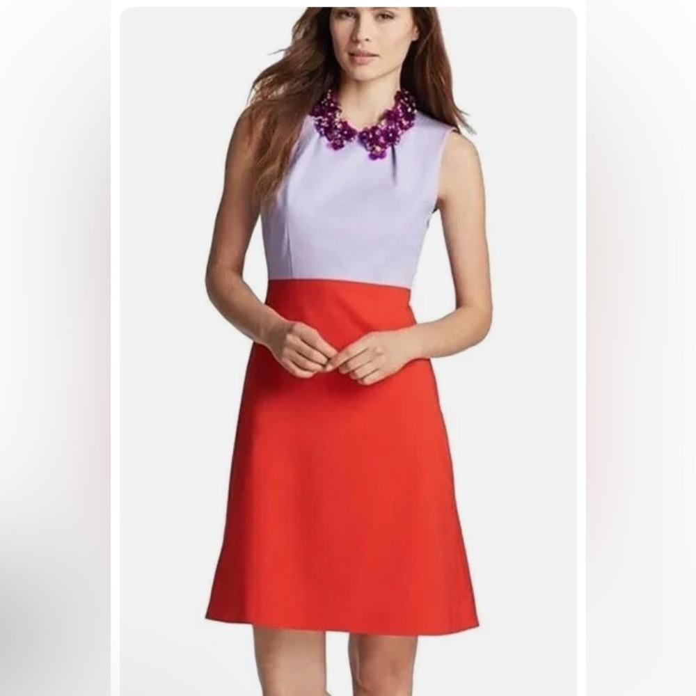 kate spade Lilac and Red Colorblock Sleeveless Mini Dress